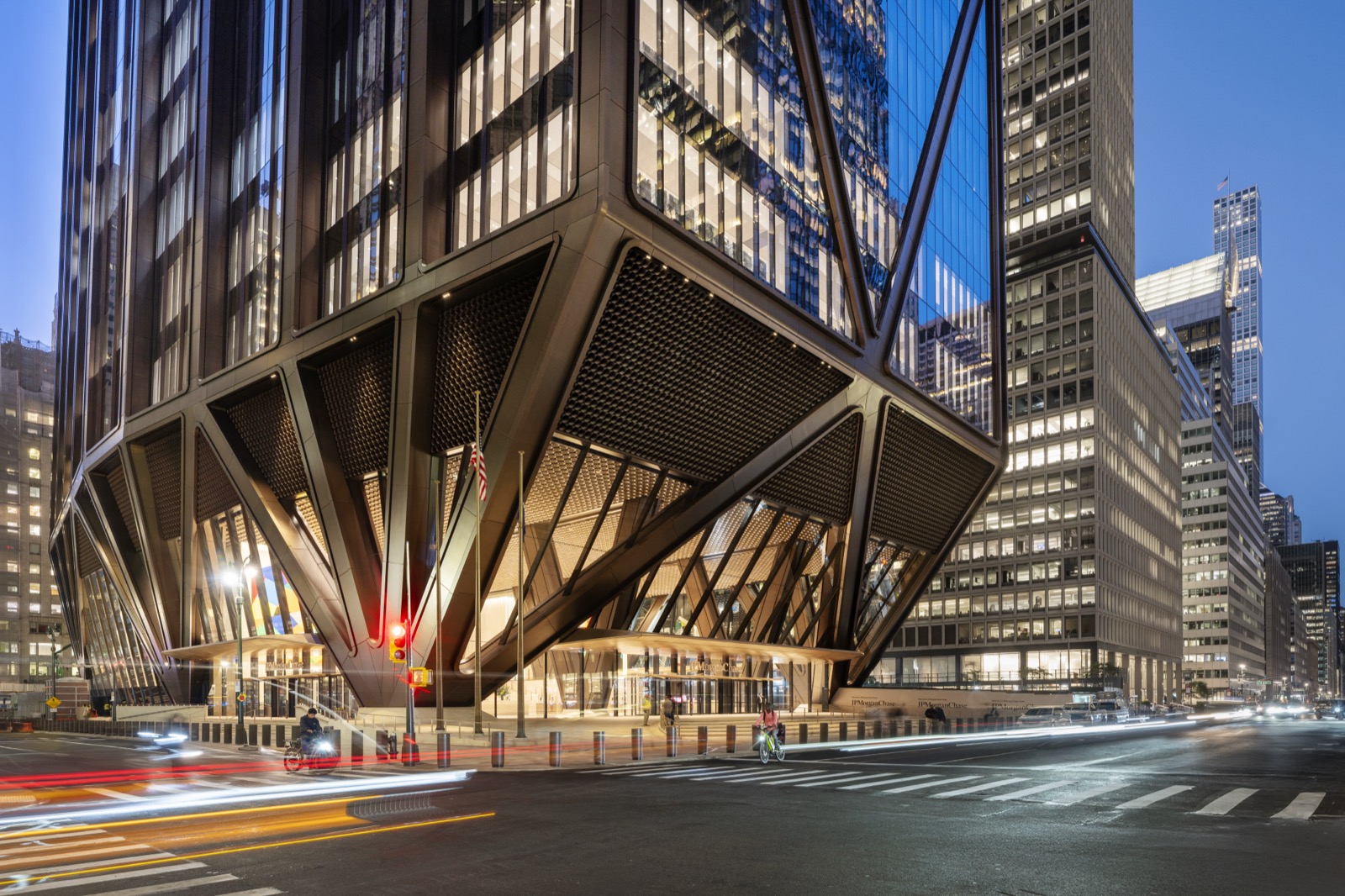 Street-level view at night